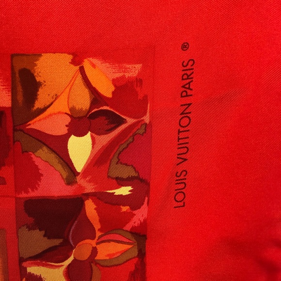 Louis Vuitton Silk Au Fil De Temps Scarf Red - Picture 4 of 7
